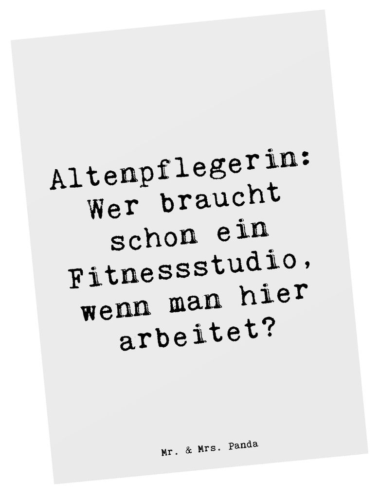 Mr. & Mrs. Panda Postkarte Spruch Altenpflegerin Fitness - Produktbild 