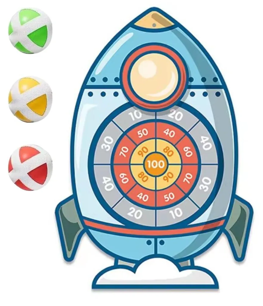 Cible à Velcro Fusée Woopie avec Balles Adhésives - Jeu d'Adresse Enfant