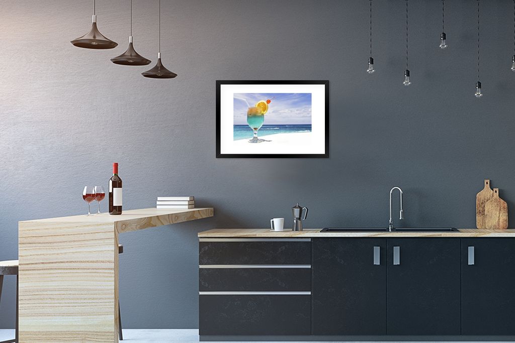 MuchoWow MuchoWow Gerahmtes Poster Tropische Cocktails mit Meerblick 60x40 cm - Poster mit zchwarzem Bilderrahmen - Schlafzimmer - Plakat in Ra...