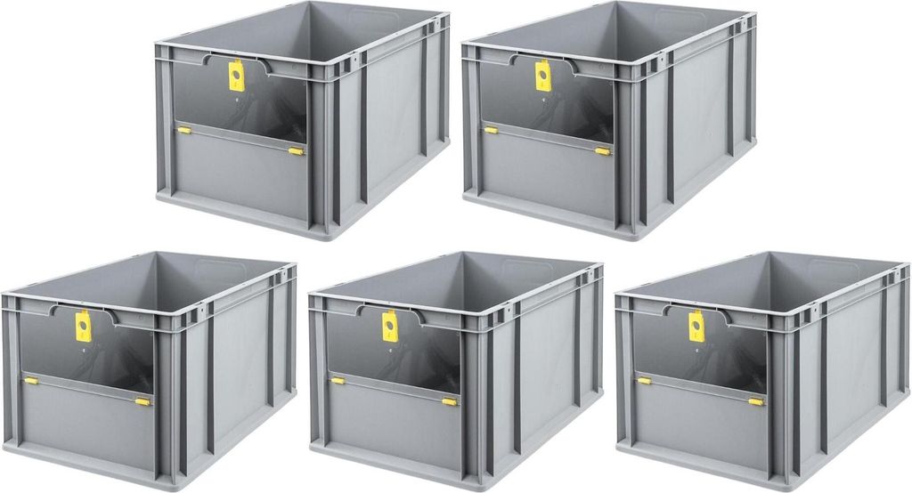 SparSet 5x Eurobox NextGen Insight Cover | HxBxT 32x40x60 | 65 Liter | Hoch/Gelb | Eurobehälter, Transportbox, Transportbehälter, Stapelbehälter