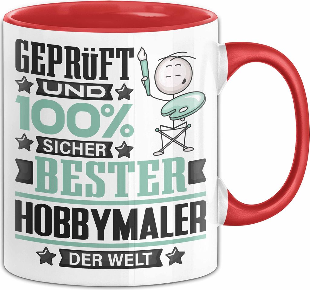Hobbymaler Geschenk Lustiger Spruch für Hobbymaler Geschenkidee Bester Hobbymaler Der Welt (Rot)