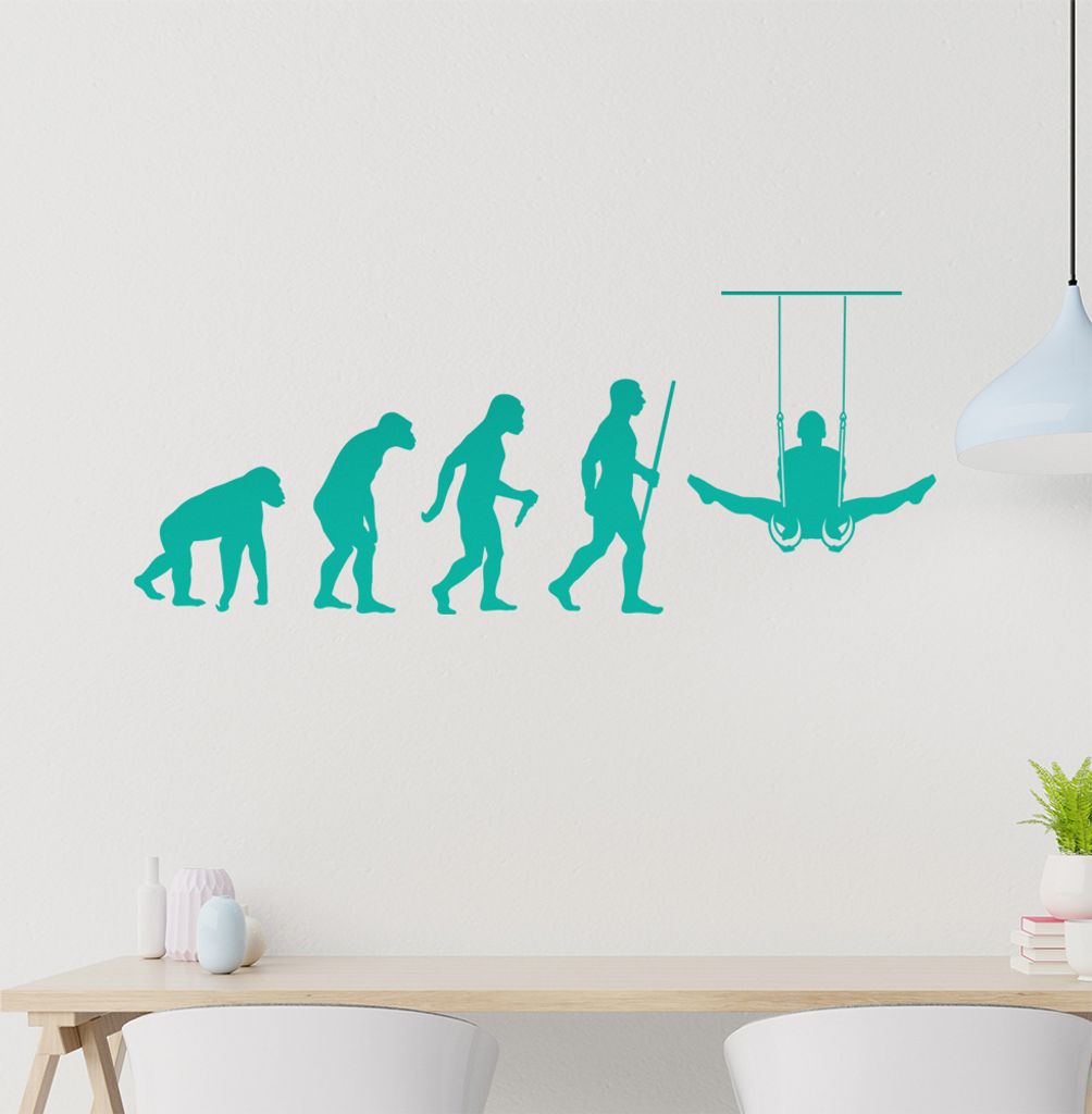 Turnen Ringe Evolution Wandtattoo Wandaufkleber Wall Sticker - Dekoration, Küche, Wohnzimmer, Schlafzimmer, Badezimmer