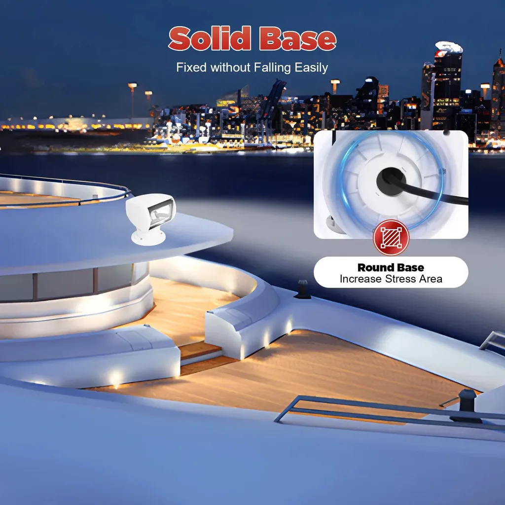 Projecteur halogène 2300lm télécommandé et rotation 360° pour bateau
