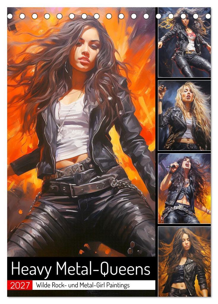 Heavy Metal-Queens. Wilde Rock- und Metal-Girl Paintings (Tischkalender 2027 DIN A5 hoch), CALVENDO Monatskalender