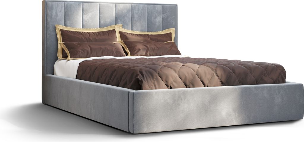Roe Furniture | Boxspringbett - OTTO - 160x200 cm - Hellgrau - Mit Bettkasten und Stauraum - Polsterbetten - Gästebett - Bett Schlafzimmer - Bett