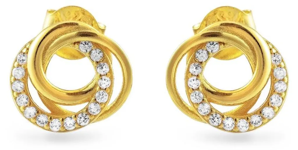 Puces d'oreilles plaquées or avec oxydes de zirconium scintillants