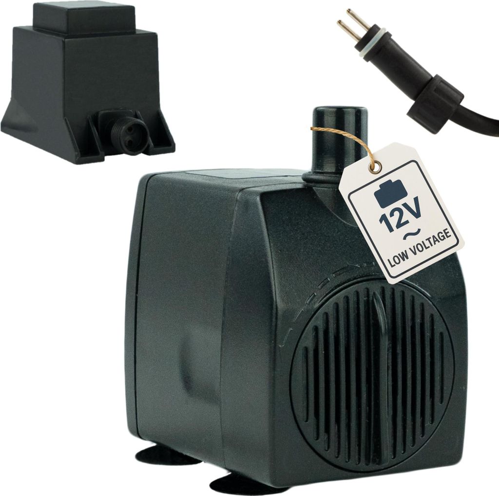 Wasserpumpe 12 V – 950 L/H | 14 Watt | 7m Kabel | 180 cm Förderhöhe | Teichpumpe | Aquariumpumpe | Wasserspiel | Zimmerbrunnen | Springbrunnen-...