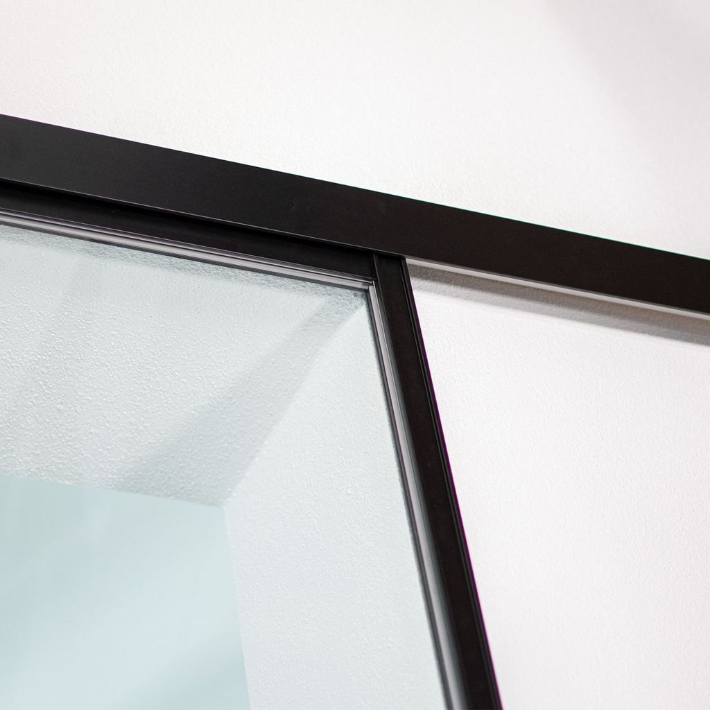 Schiebetür Glas Tür Glasschiebetür gerahmt schwarz klarglas Produktbild 2