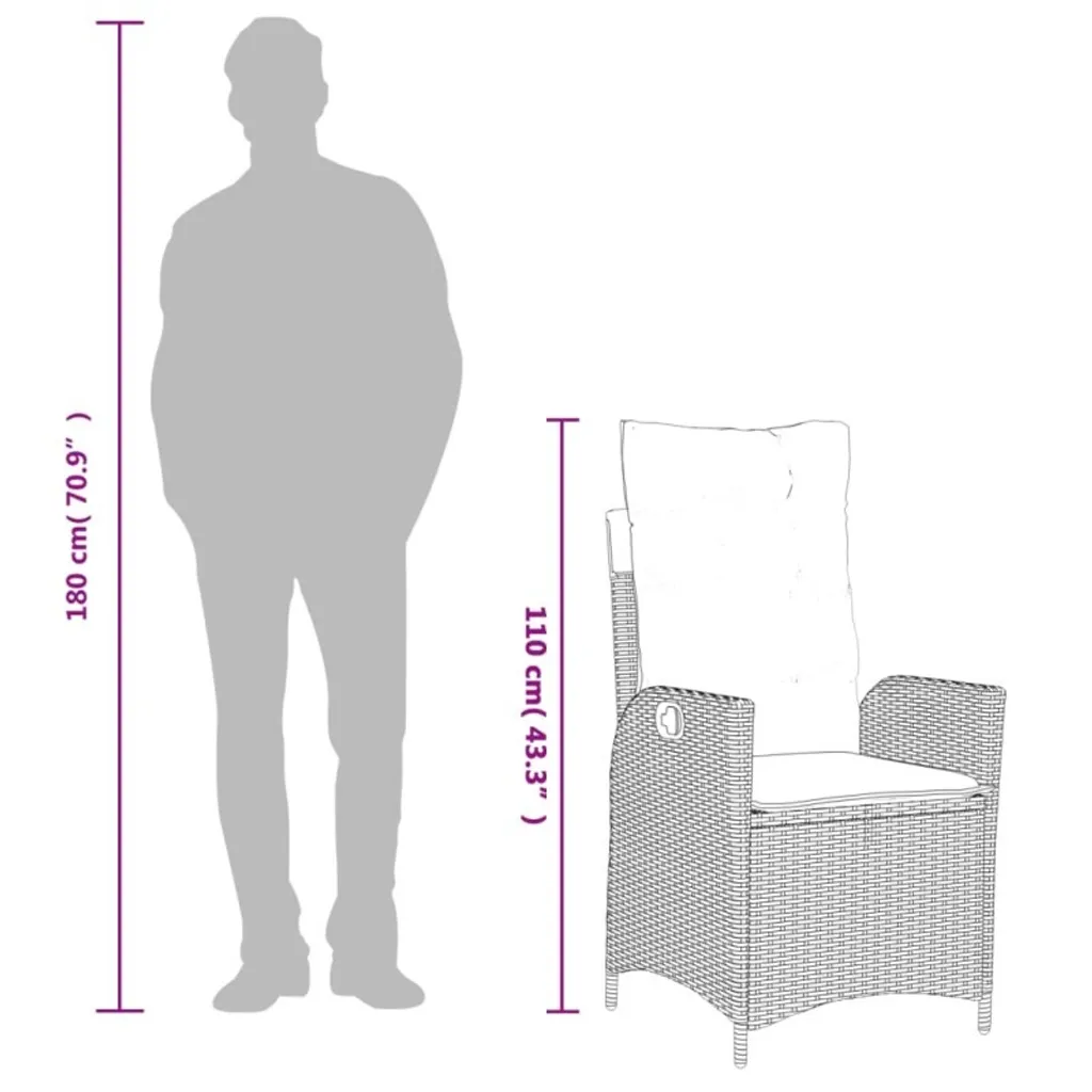 OFFERTA Poltrona vidaXL Reclinabile - Poly Rattan Beige Alta Qualità - 11