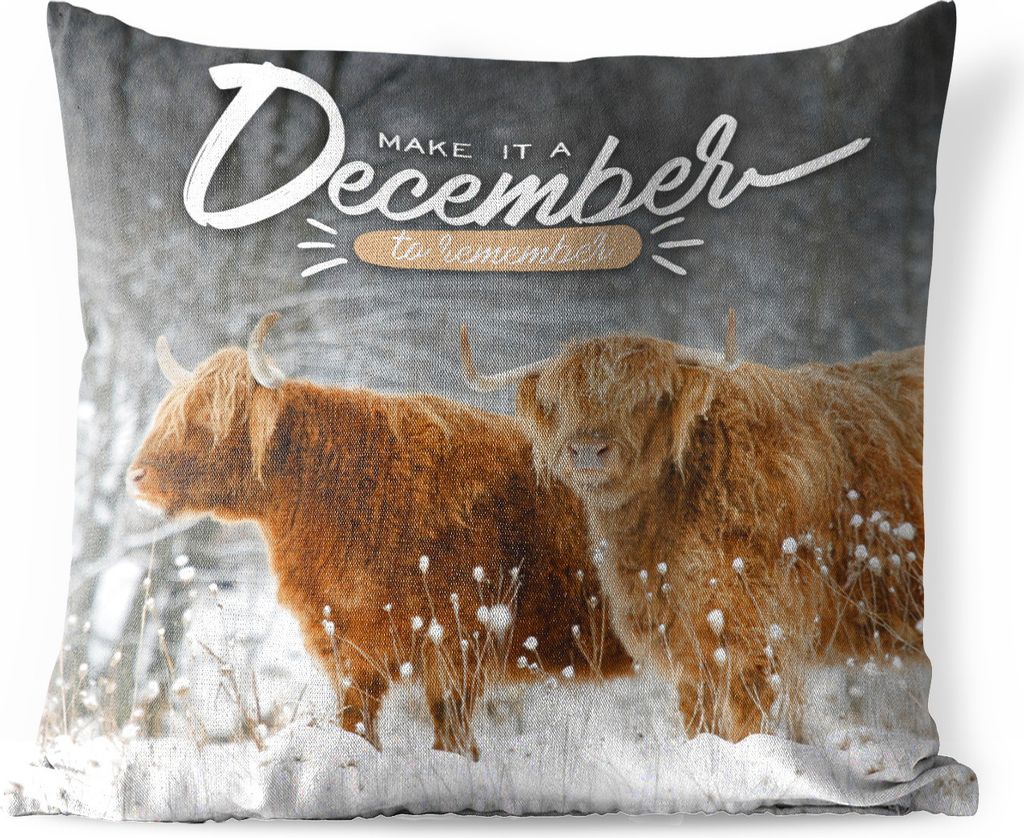 MuchoWow Outdoor Kissen - Mach den Dezember zu einem denkwürdigen Tag" - Sprichwörter - Zitate - 50x50 cm - Wetterfest - Lounge Kissen - Komfor...