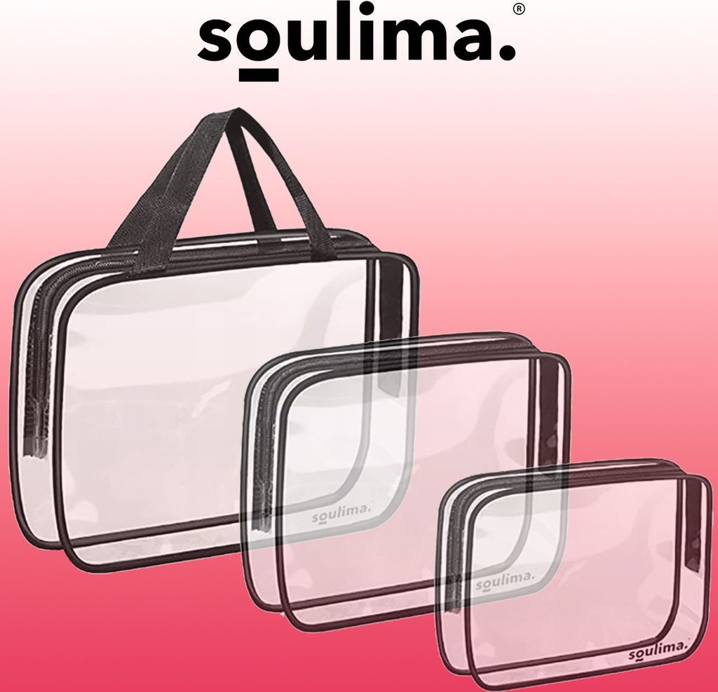 2 Transparente Kosmetiktaschen Mit Glitzer-Sternen - 20x10x9cm Türkis