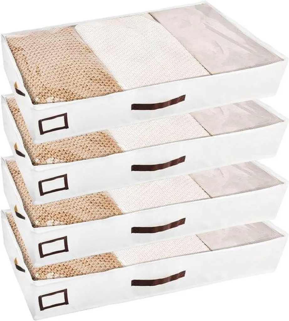 Rangement vêtements et couvertures : lot de 4 armoires pliantes Gris