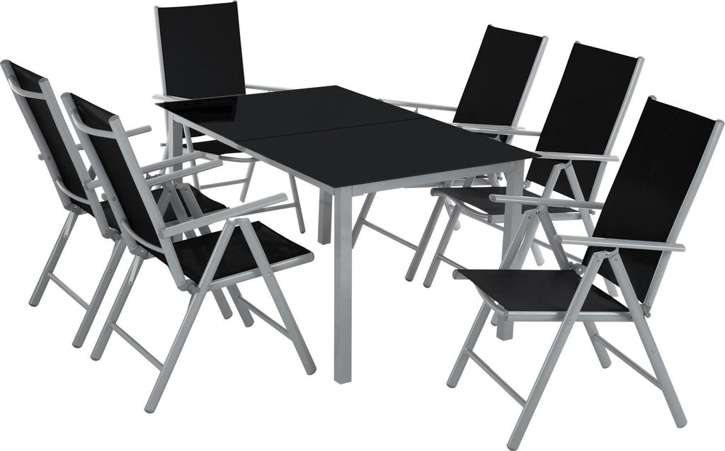 tectake® Aluminium Sitzgruppe 6+1 Produktbild 