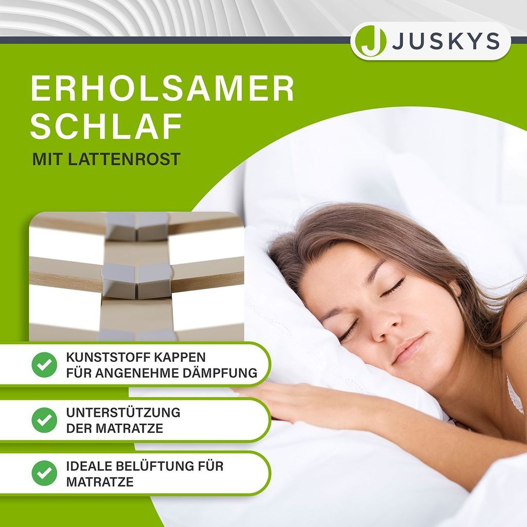 Juskys Polsterbett Verona 120 x 200 cm mit LED, Lattenrost Produktbild 4