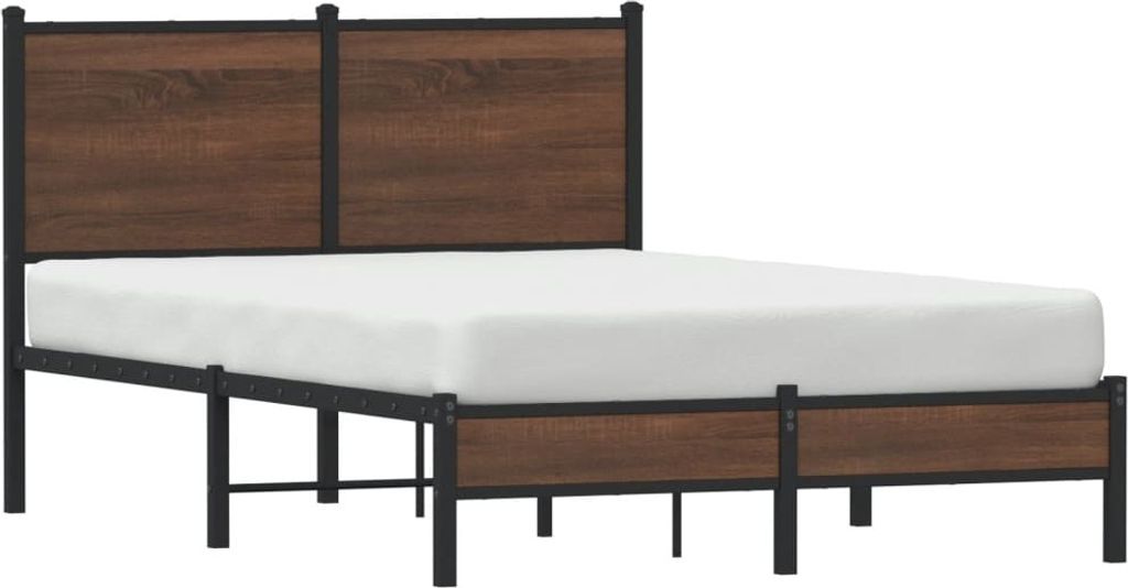 vidaXL Metallbett ohne Matratze Braun Eichen-Optik 120x190 cm