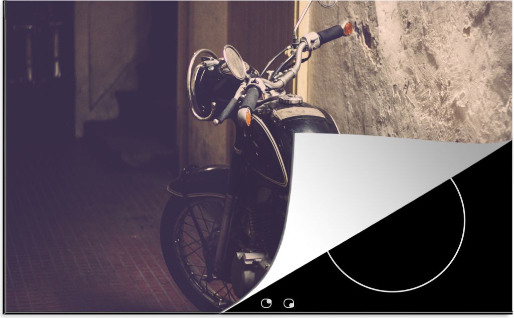 KitchenYeah Herdabdeckplatte Motorrad - Vietnam - Wand , 83x51cm, Küche Deko, Glaskeramikfeld Herdabdeckung, Abdeckplatte fùr Kochfeld