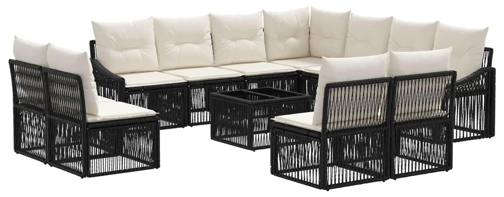 vidaXL Gartensofa-set 12 pcs Schwarz Poly-Rattan
