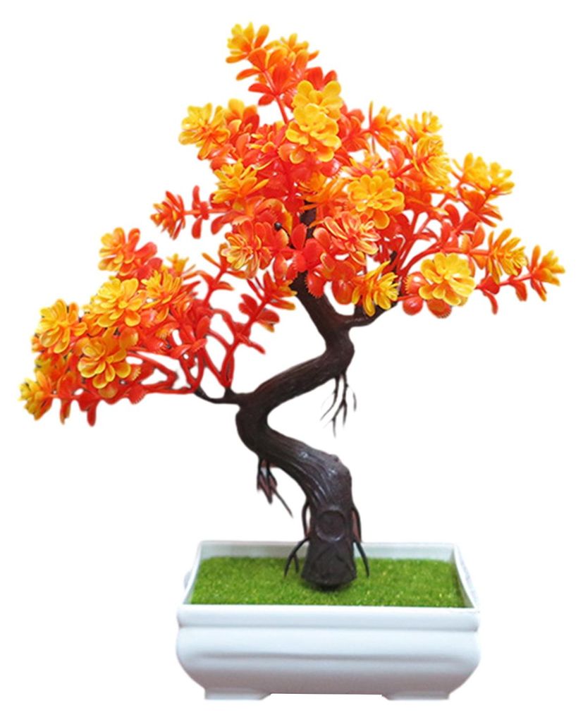 Künstlicher Bonsai-Baum, kleine künstliche Zimmerpflanze im Harztopf für Zuhause, Büro, Schreibtisch, Regal, Badezimmer, Schlafzimmer, Wohnzimm...