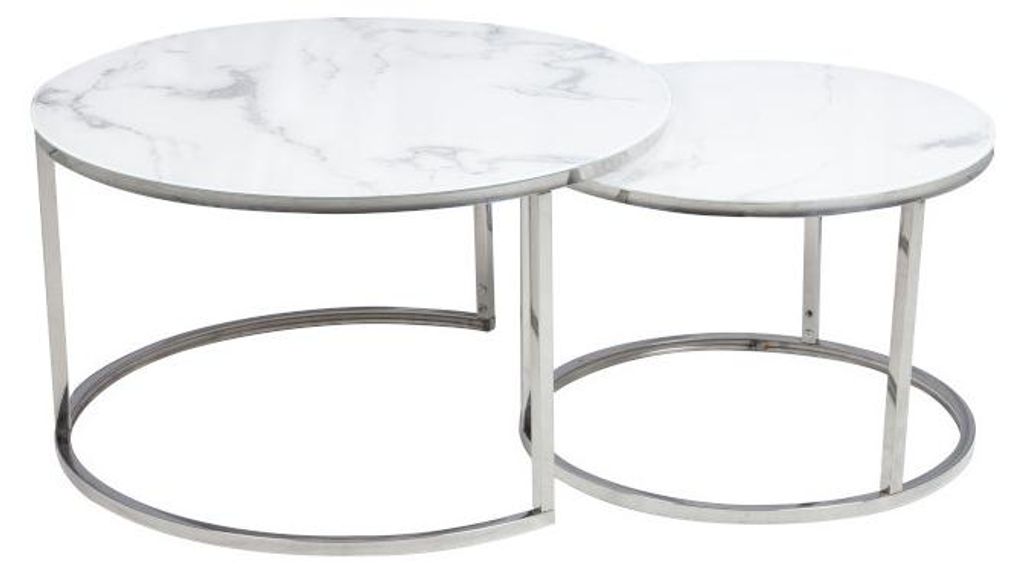 Lot de 2 tables gigognes ATLANTA rondes en métal et verre Image du produit 