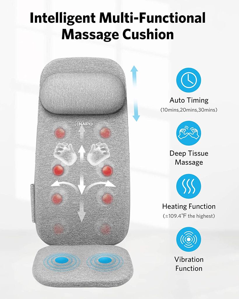 NAIPO Massagesitzauflage Rückenmassagegerät mit drei Massagezonen  Wärmefunktion und Shiatsu Vibrationmassage Tiefenmassage Rollmassage für  Nacken Rücken Gesäß für Haus Büro Auto online kaufen bei Netto