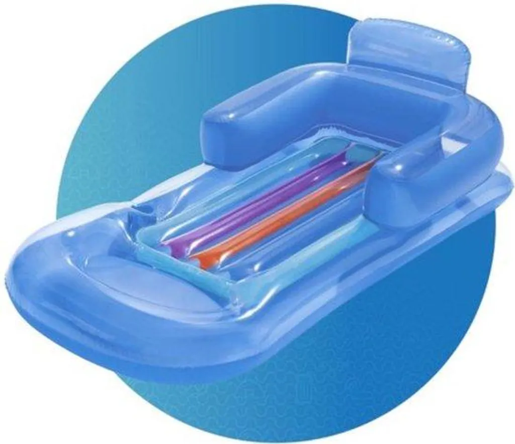 Matelas gonflable de plage bleu, lit flottant confortable pour adulte