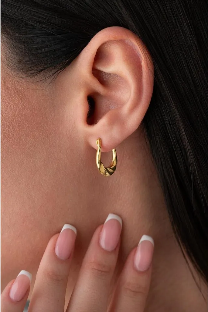 Boucles d'oreilles créoles U en argent 925 massif et finition dorée