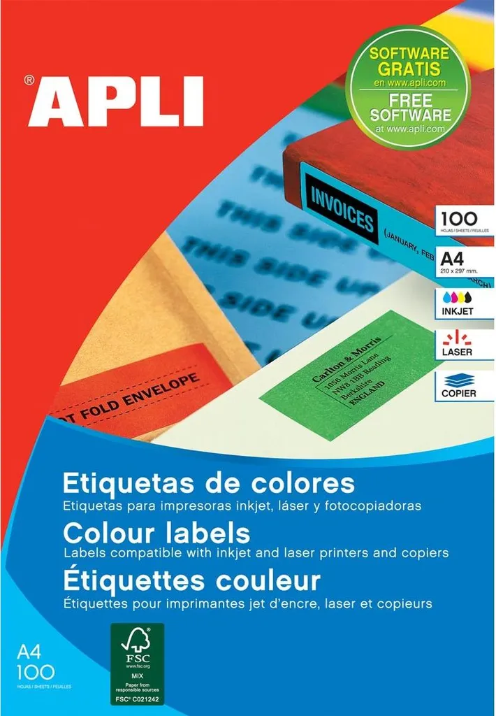 Étiquettes de Signalisation Jaunes A4 pour Dossiers et Colis APLI 12976