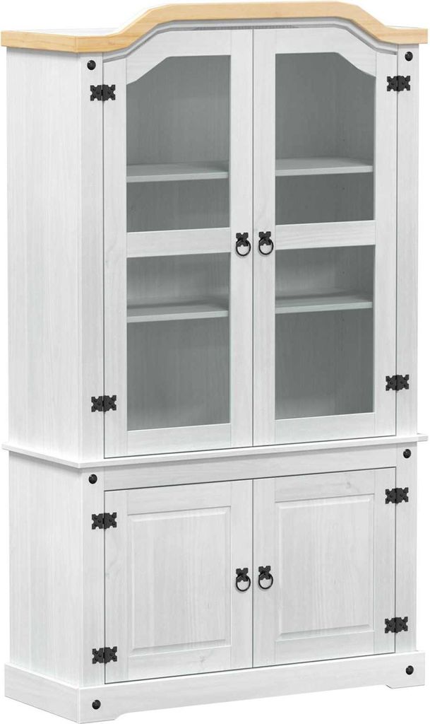 Vitrine Weiß 103,5 x 42 x 180 cm Massives Kiefernholz