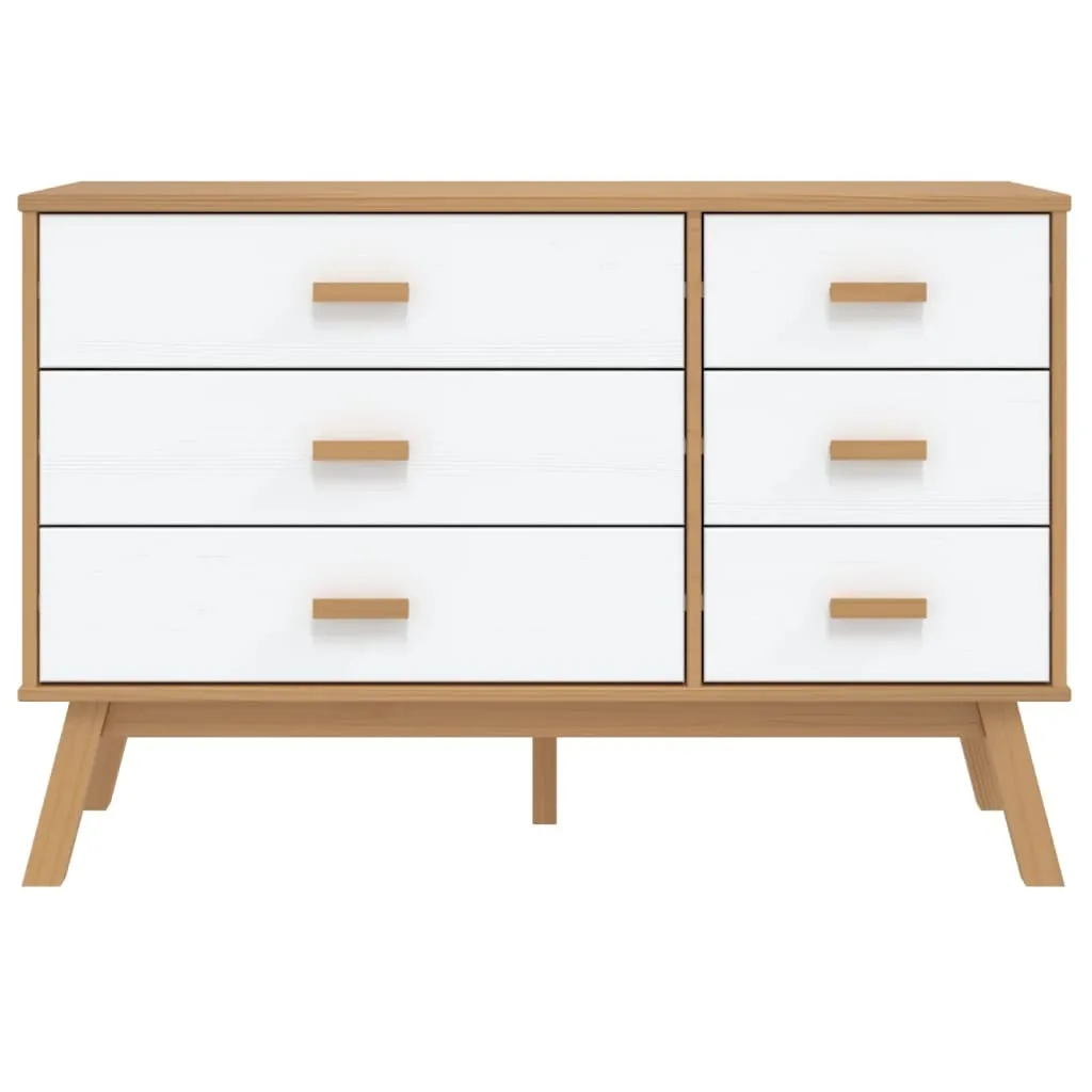 Commode de rangement blanche OLDEN avec tiroirs en bois de pin massif - 7