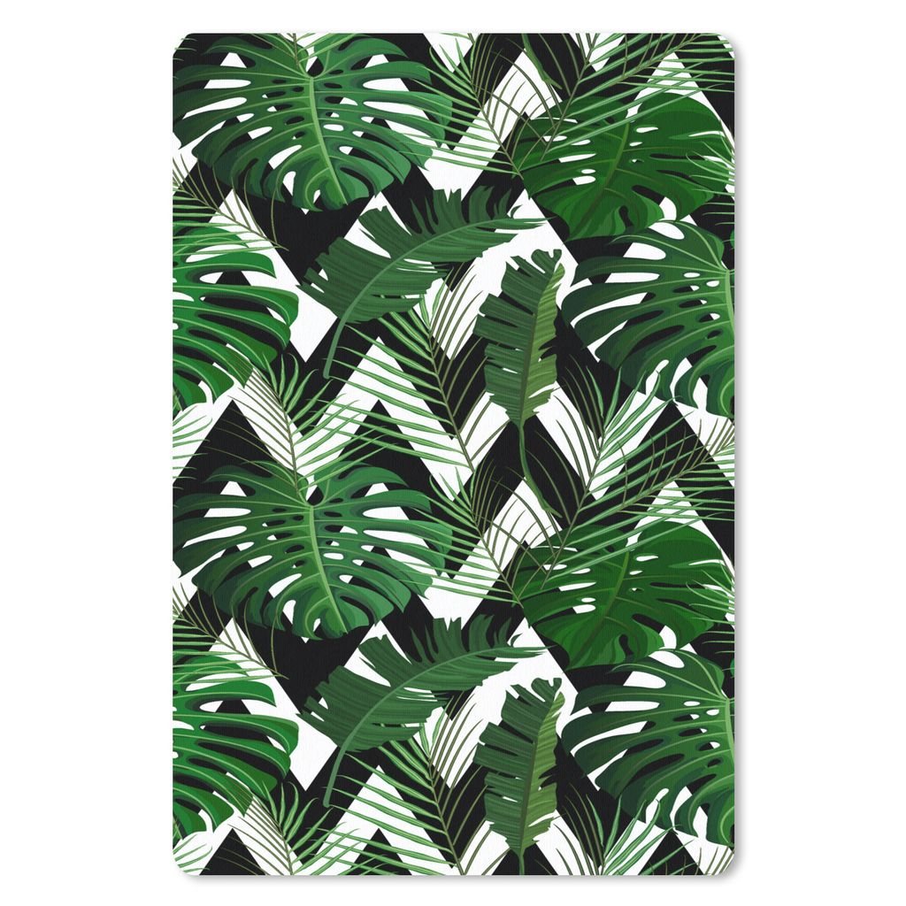 MuchoWow Mauspad Mousepad Monstera - Schwarz und Weiß - Muster 18x27 cm - Mousepads - Maus Mat - Pad - Mausunterlage