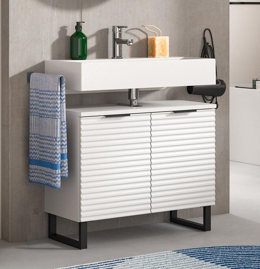 Riff Waschbeckenunterschrank 2 Türen Weiß.