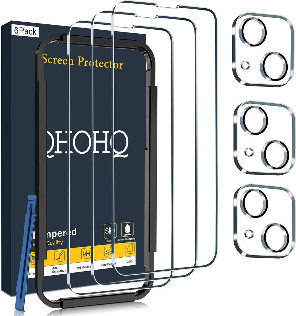 iCatchy Pellicola proteggi schermo per Phone 15 / Phone 15 Pro da 6,1 pollici, pellicola in vetro temperato trasparente HD (confezione da 3