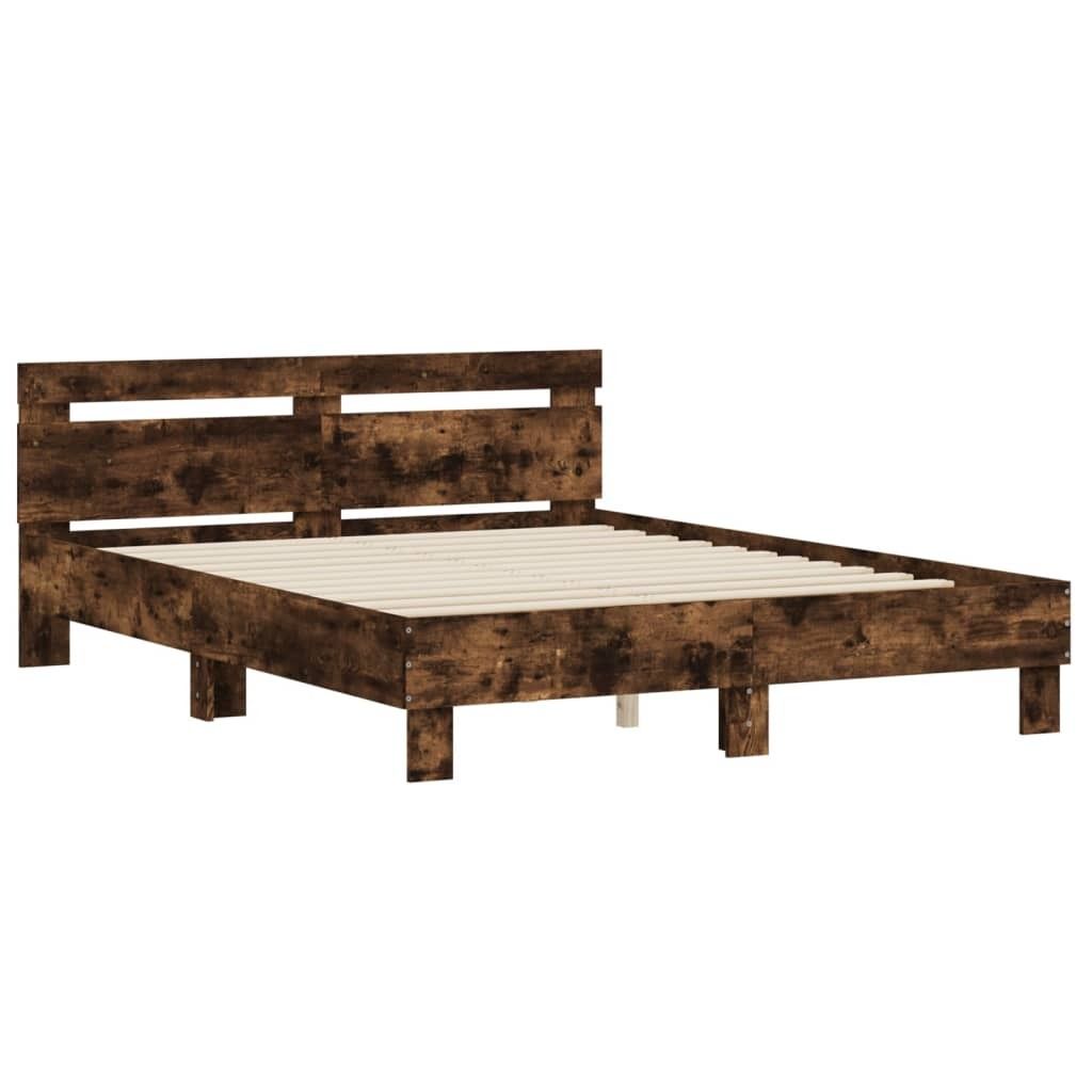 "2026 MODERNE"Bettgestell/Doppelbett ️Hochwertiges - Polsterbett Erwachsene/r /Kind - mit Kopfteil - Räuchereiche 150x200cm Holzwerkstoff - Klas...