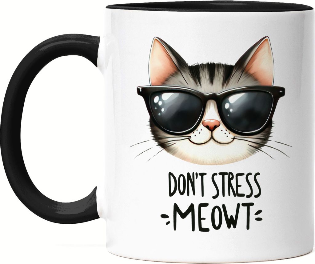 Don’t Stress Meowt Tasse Schwarz Katze Lustig Cool Geschenkidee für Katzenliebhaber