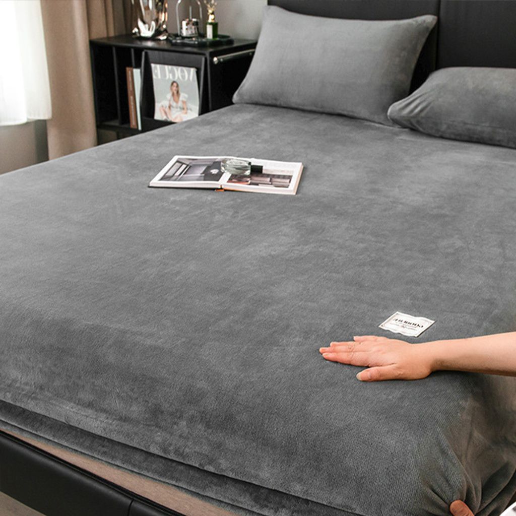 360Home Bettlaken Bettdecke gepolstert Matratzenschoner Winter Grau 90x200cm