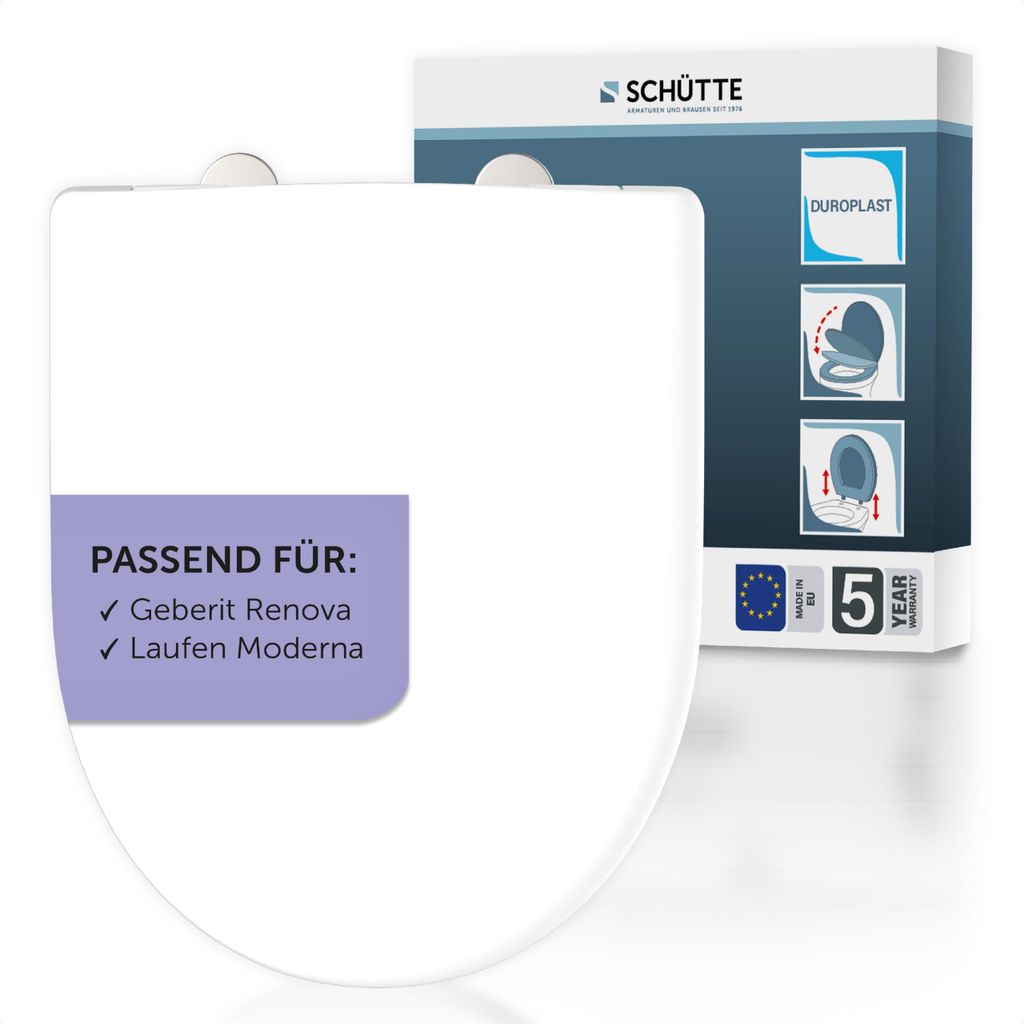 SCHÜTTE WC-Sitz passend für Geberit RENOVA und Laufen MODERNA, weiß