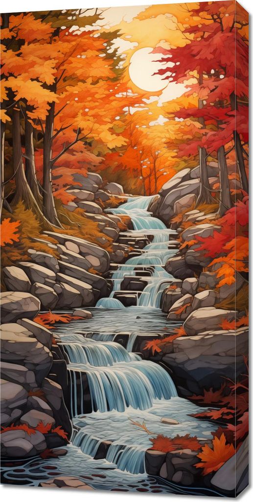 Bild 50x100cm Herbstwasserfälle