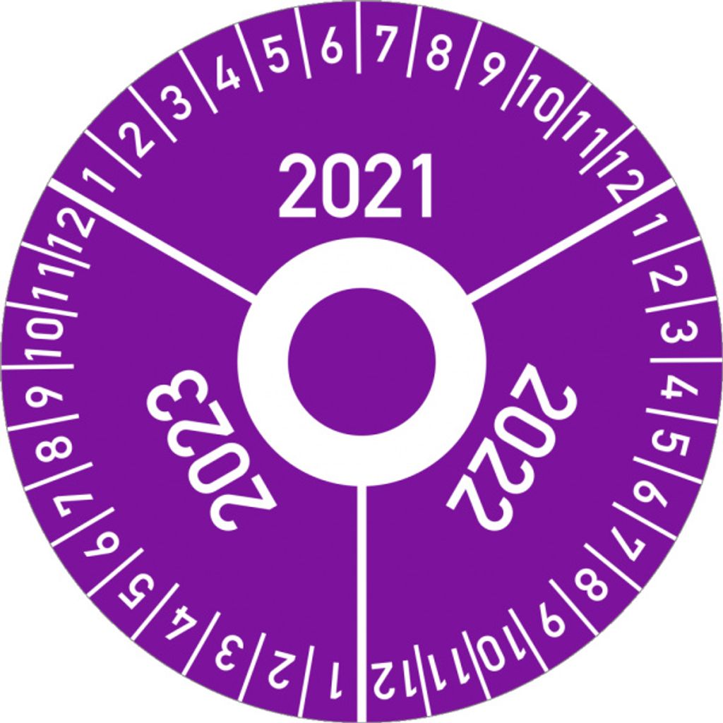 Dreifke Prüfplakette 3 Jahre 2021/2022/2023 mit Monaten, Folie, Ø 40 mm, 10 ...