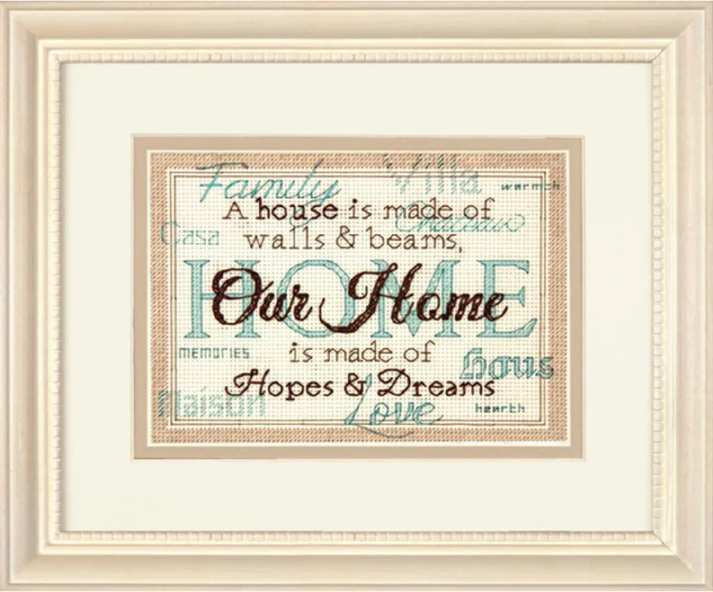 Dimensions Home Set Punto Croce 17,7x12,7 cm - Decorazione Murale DIY