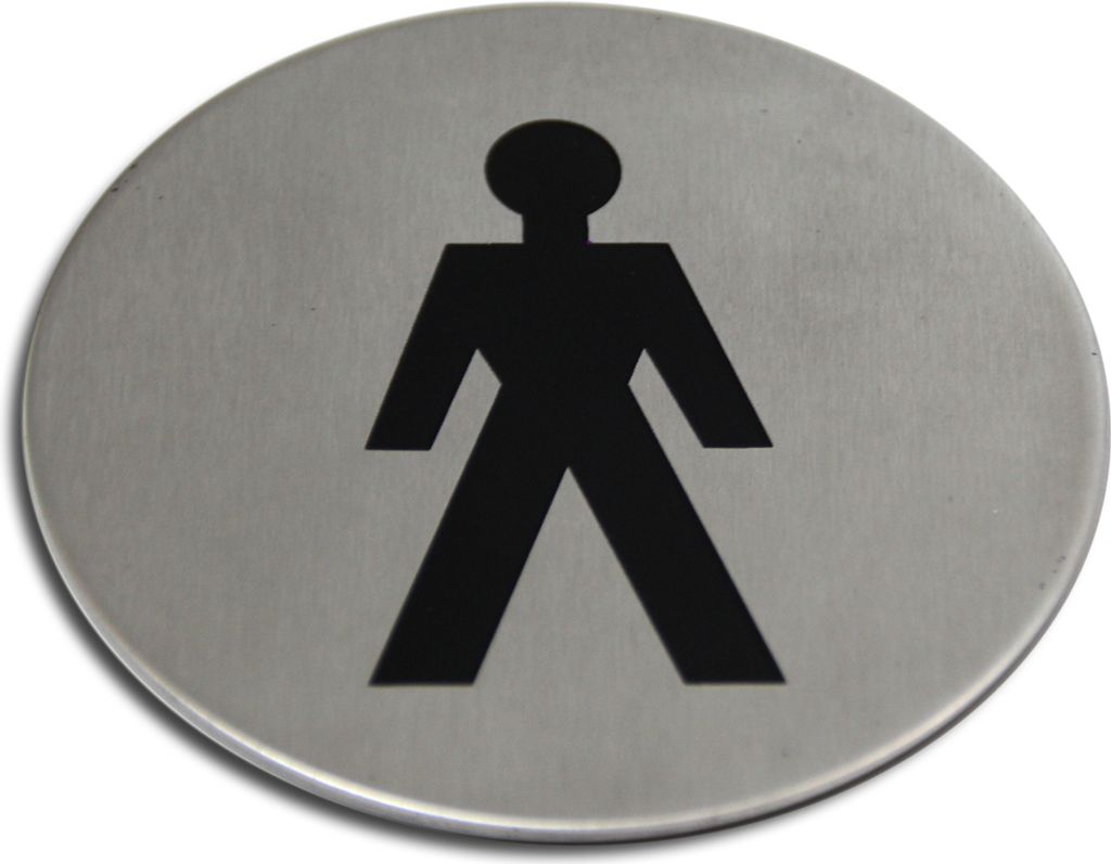Edelstahl Türschild WC Herren 75 mm Hinweisschild Piktogramm