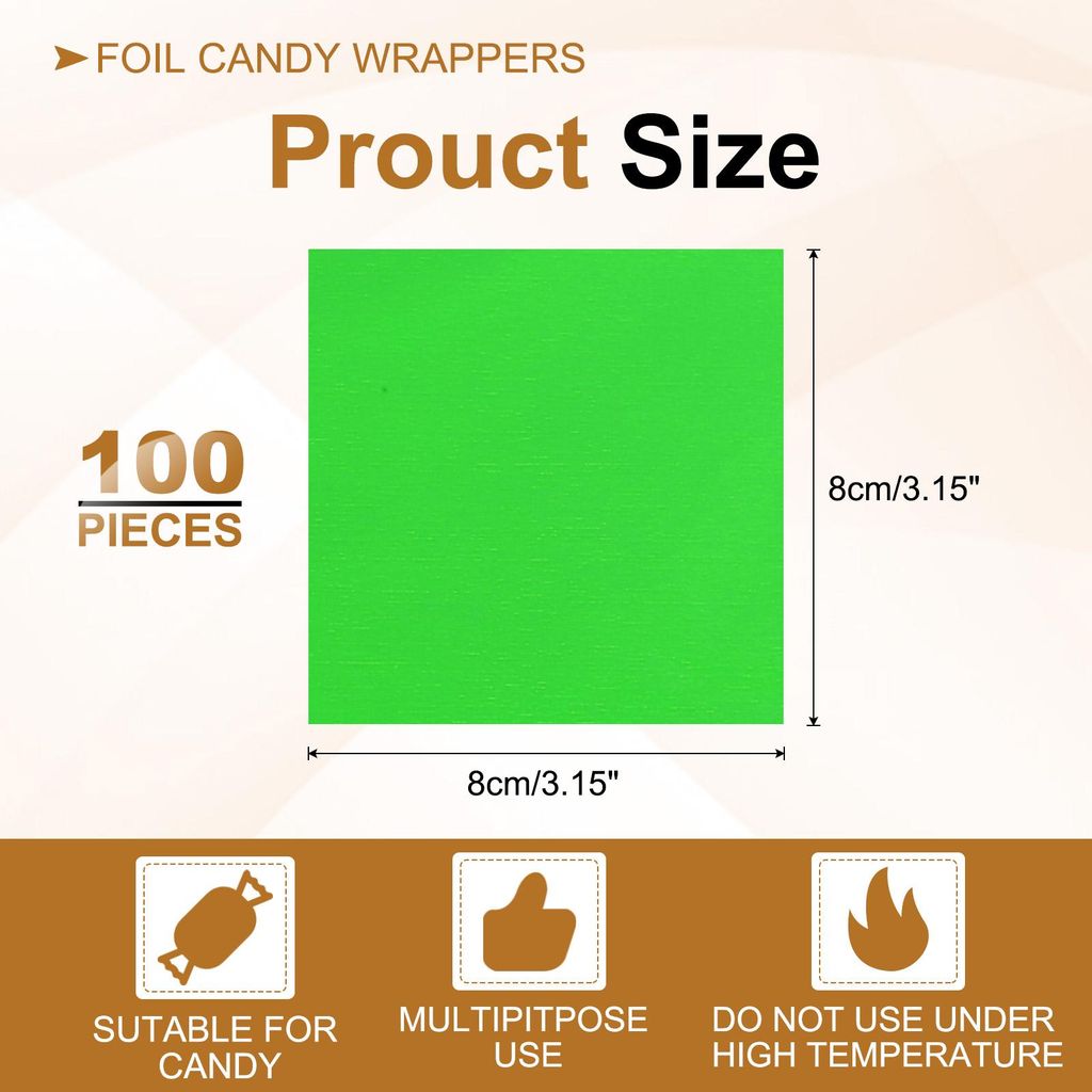 100 Stš¹ck Folie Papier Wrapper, 8x8cm Aluminiumfolie Bonbonpapier, Schokolade Verpackungen fš¹r Bonbonpapier Ostern, Sš¹?igkeiten und Pralin...