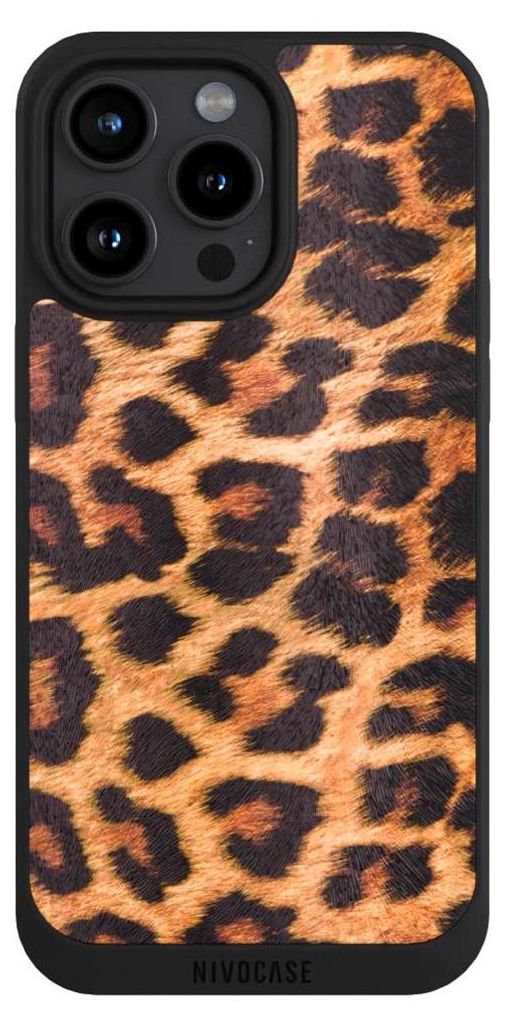 NIVOCASE Handyhülle für Apple iPhone 15 Pro Max Hülle NIVOpure Case Schwarz Animalprint Fell Leopard