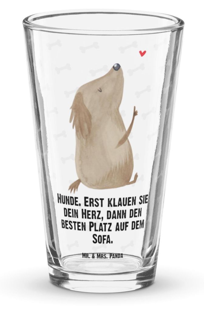 Mr. & Mrs. Panda Glas Hund Liebe - Transparent - Geschenk, Bierglas, Wasserglas, Herz, Süß, Hundeliebe, Longdrinkglas, Sprüche, Cocktailglas, Tu...