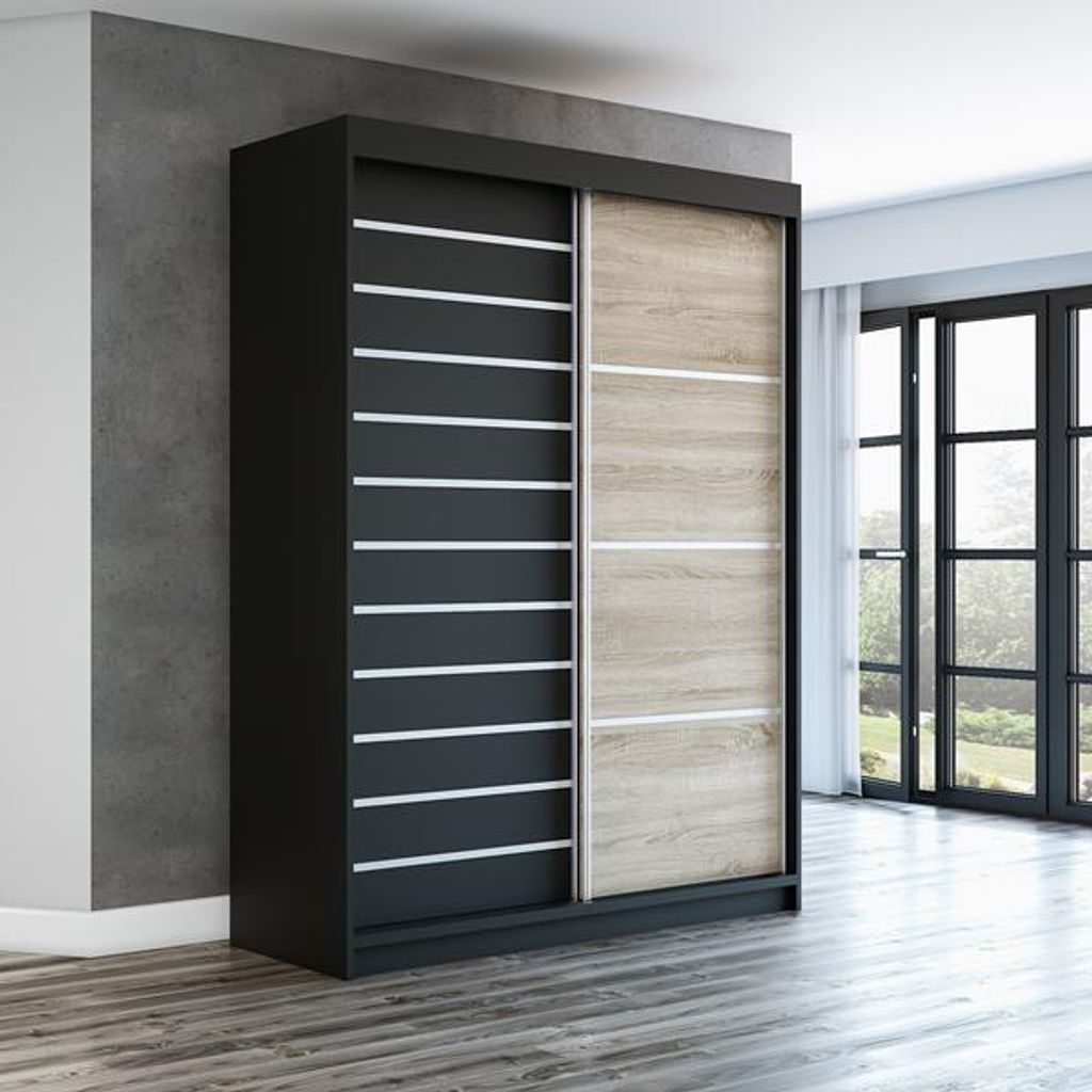 Schwebetürenschrank, 2-türig Schrank! Moderne Garderobe für Produktbild 