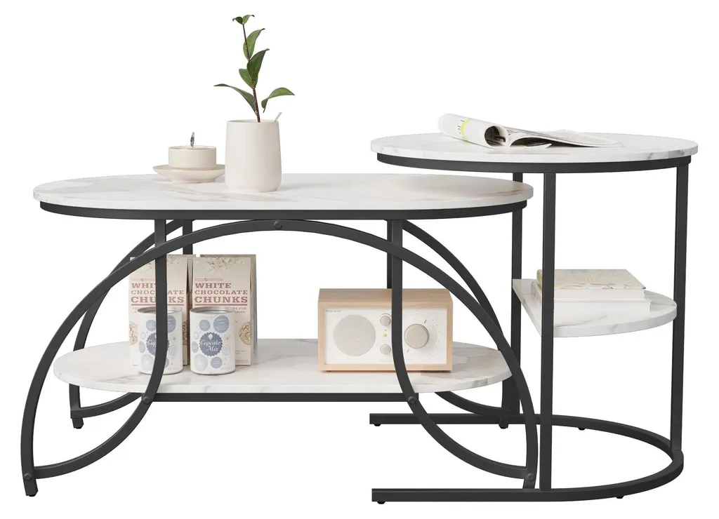 Tables basses modernes avec rangement pratique coloris noir et blanc