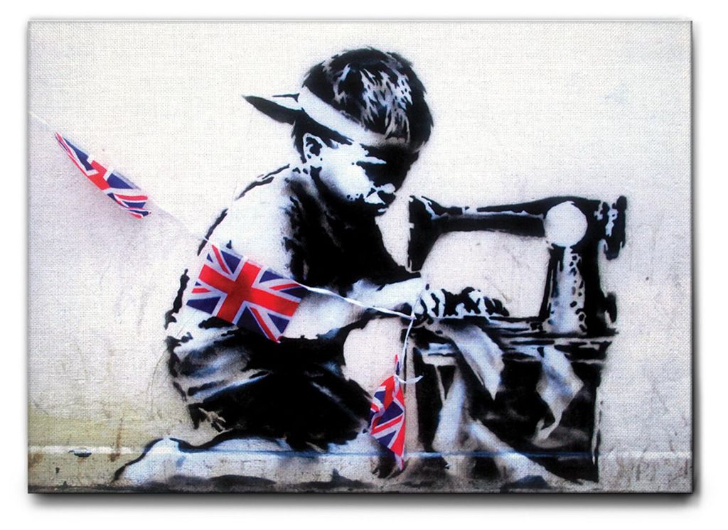 Giallobus - Kinderarbeit - Banksy - 140L x 100B cm - Bild - Leinwand mit Standardrahmen