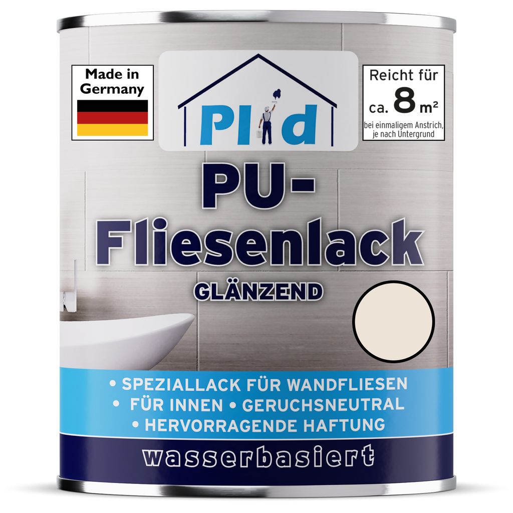 Plid Fliesenlack 0,75L Crème Weiß glänzend für ca. 8m² – Produktbild 