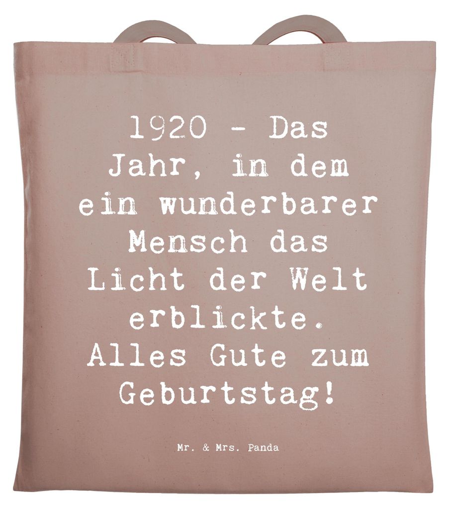 Mr. & Mrs. Panda Shopping Tasche Spruch 1920 Geburtstag - Braun Pastell - Geschenk, Tote Bag, Alles Gute, Schultasche, Happy Birthday, Laptoptasche...