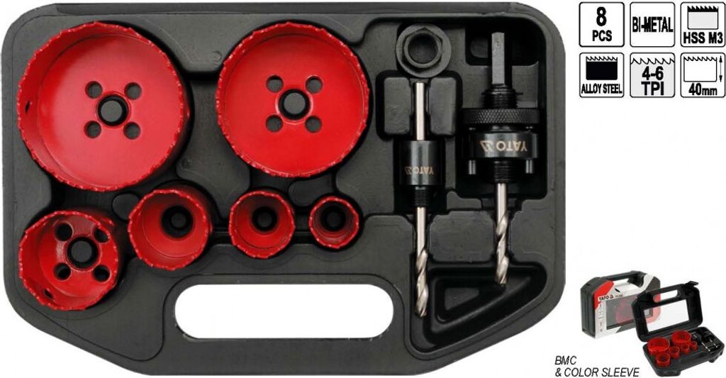 YATO Neunteilige Elektriker Lochsäge Kit YT-3380