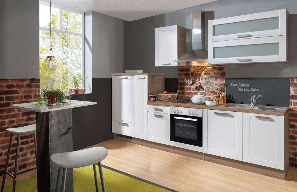 Küchenzeile mit Elektrogeräten White Premium Landhaus 300 Produktbild 